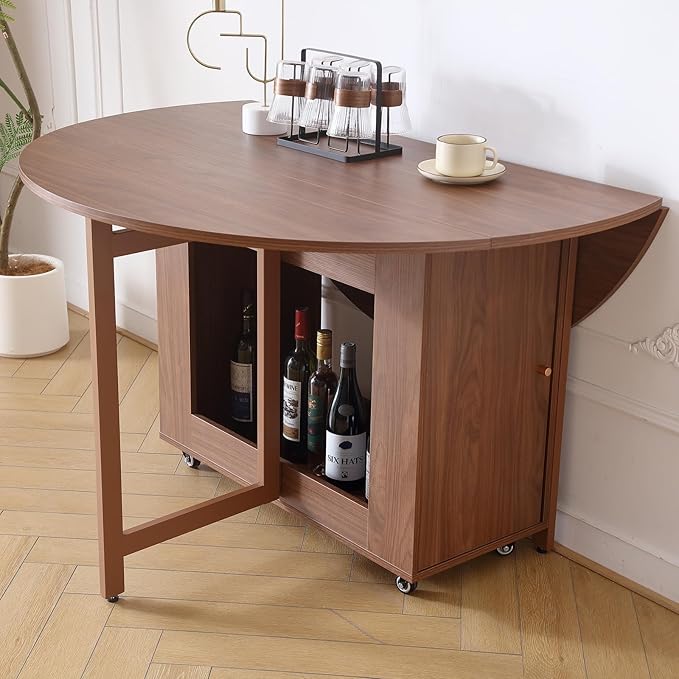 Walnut Round Folding Dining Table - Image 5