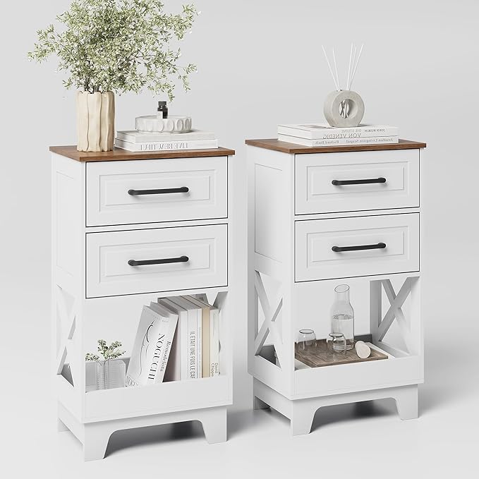 Tall Nightstand Set of 2 Side Table by ZYKZYKHOME