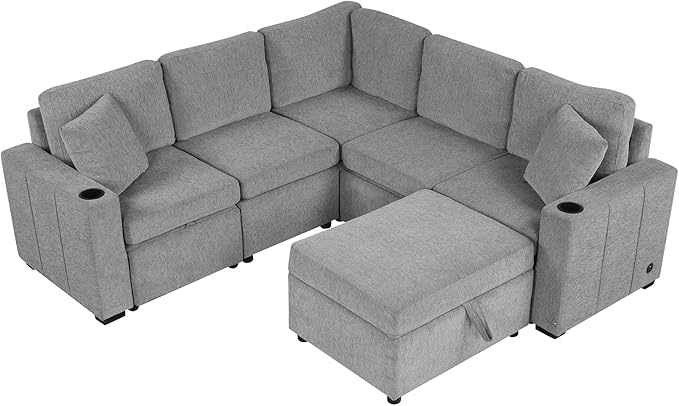 84.7" Symmetrical Convertible Sleeper Sectional Sofa Couch Bed - Image 3
