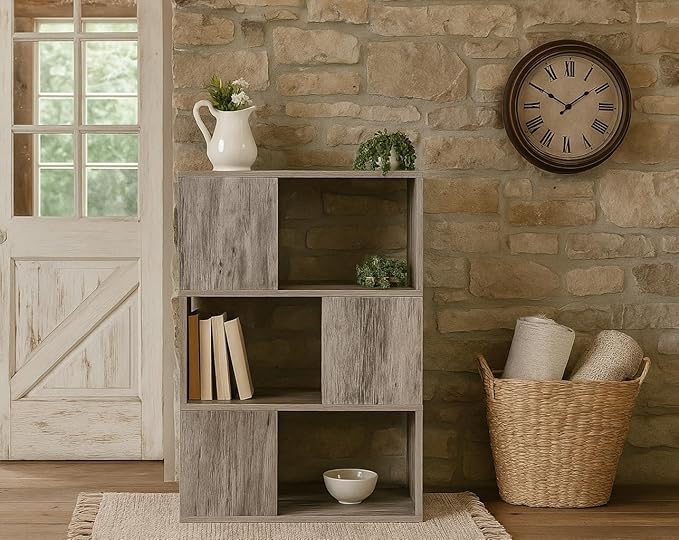GHC 3 Tier Bookshelf, Wood Decorative Storage Shelving, Modern Freestanding by GHC