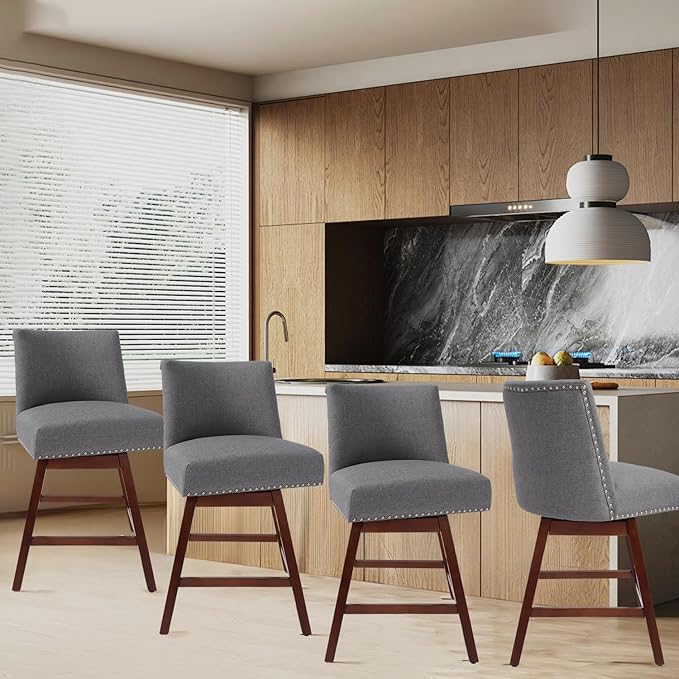 Counter Height Barstools Set of 6, 360° Swivel Bar Stools - Image 3