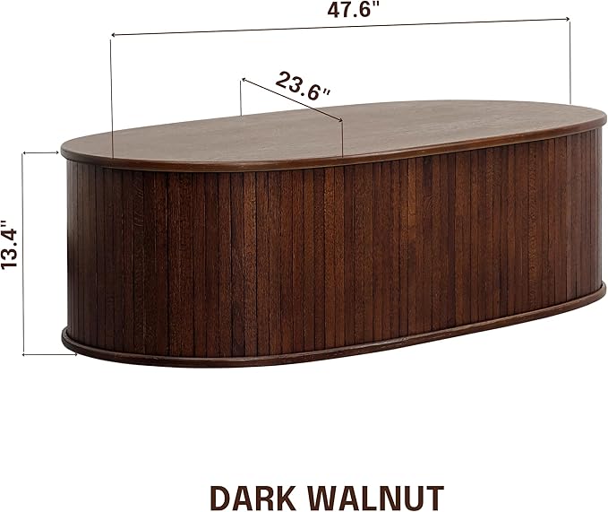 NTC Stream Coffee Table, Modern Oval Wooden Center Table - Image 2
