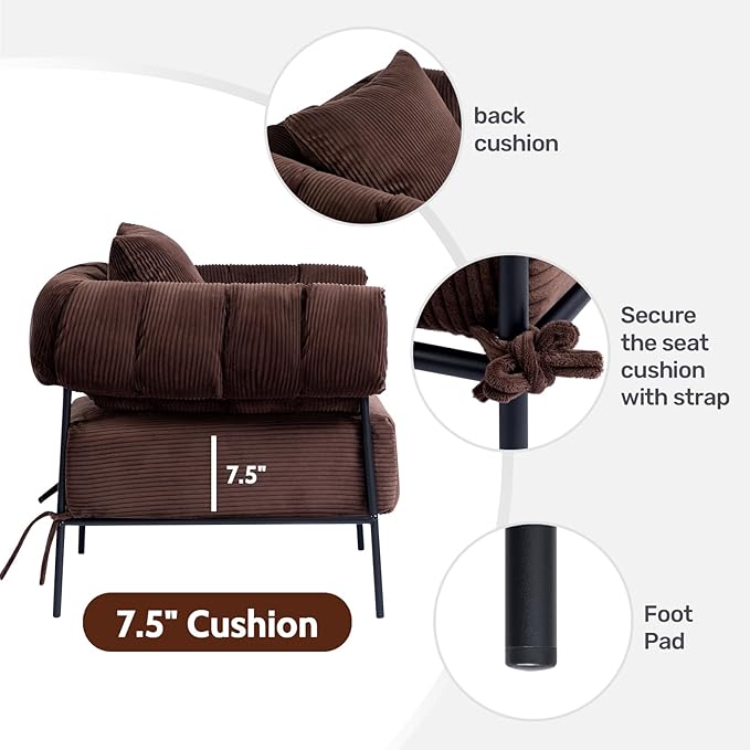 HollyHOME Modern Velvet Accent Chair - Image 6