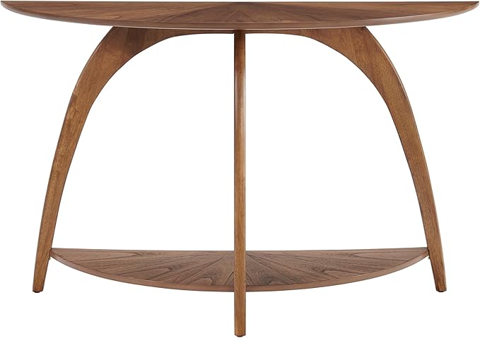 Martin Svensson Home LAX Half-Moon Wood Sofa Console Table in Warm Nutmeg Brown - Image 4