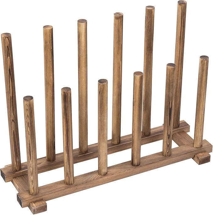 MyGift Rustic Burnt Brown Solid Wood Floor Standing Boot Holder Rack, Wooden - Image 6