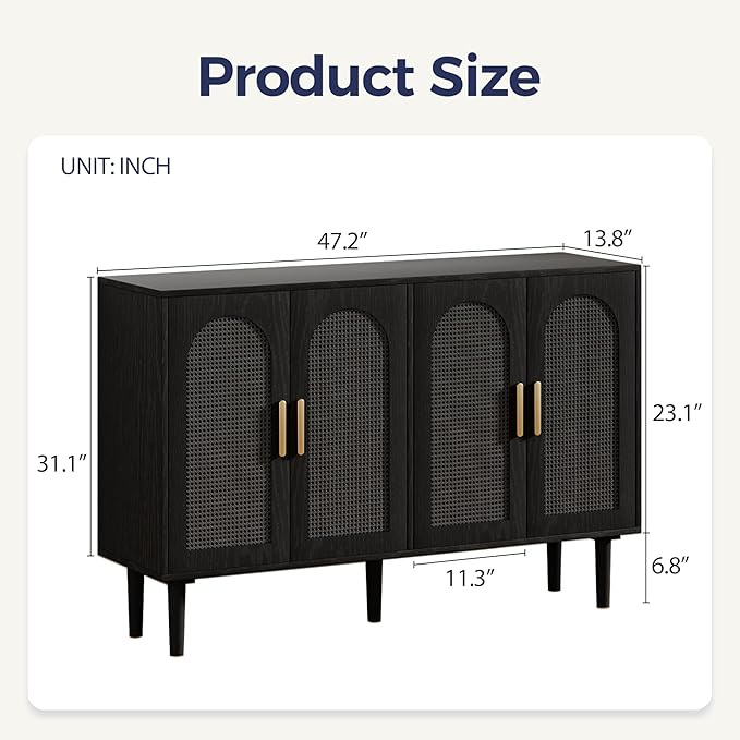 Rattan Cabinet, Mid-Century Modern Buffet Cabinet - Image 2
