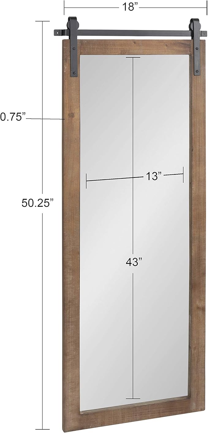 Kate and Laurel Cates Farmhouse Wood Framed Wall Mirror, 18 x 50, Rustic Brown - Image 6