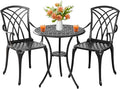 Outdoor 3 Piece Bistro Set Cast Aluminum Bistro Table and Chairs Set of 2 by Withniture