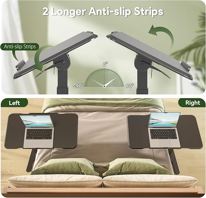 Rolling Laptop Desk, Mobile Standing Desk Height Adjustable, 180° Tiltable - Image 3