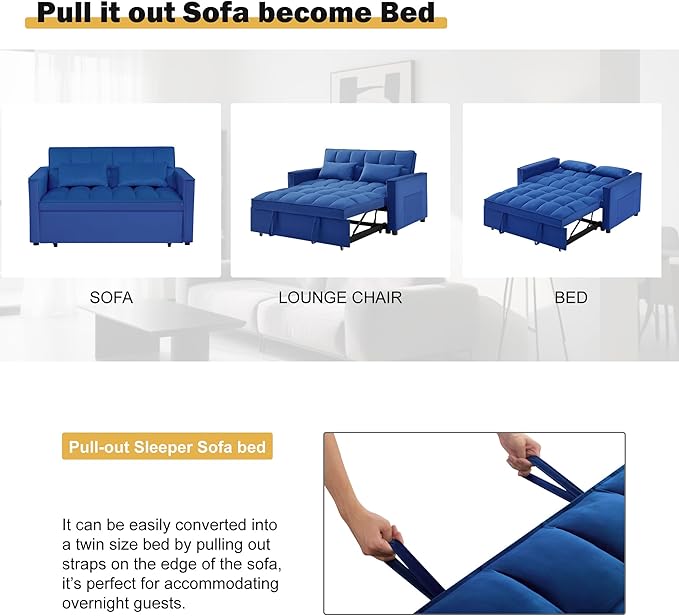 3 in1 Sofa Bed, Pull-Out Sleeper Sofa Bed - Image 6