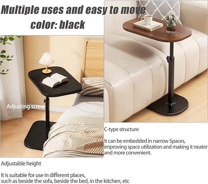 Pedestal C-Shaped Adjustable Small End Tables - Image 3