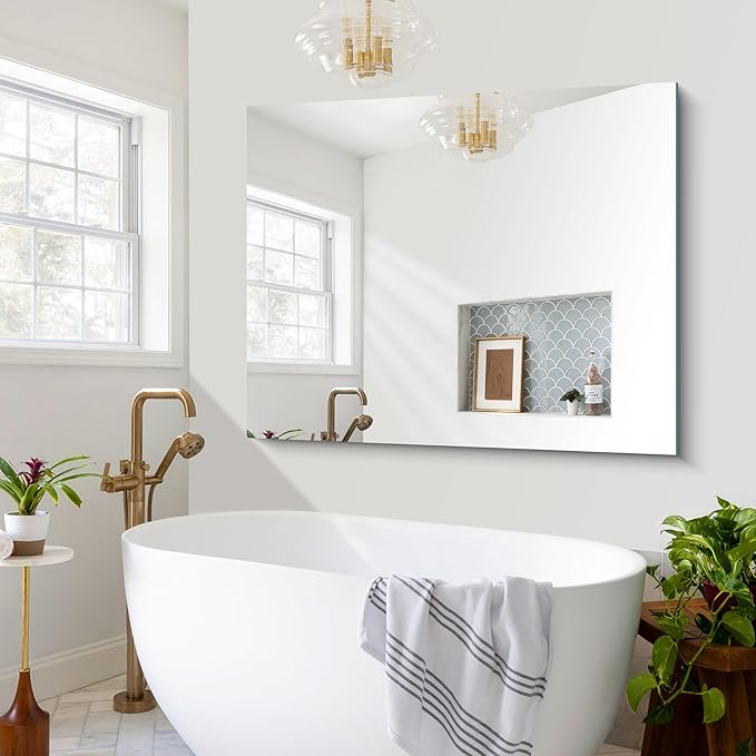 Frameless Mirror, 40x48 Inch Large Bathroom Mirrors - Image 6