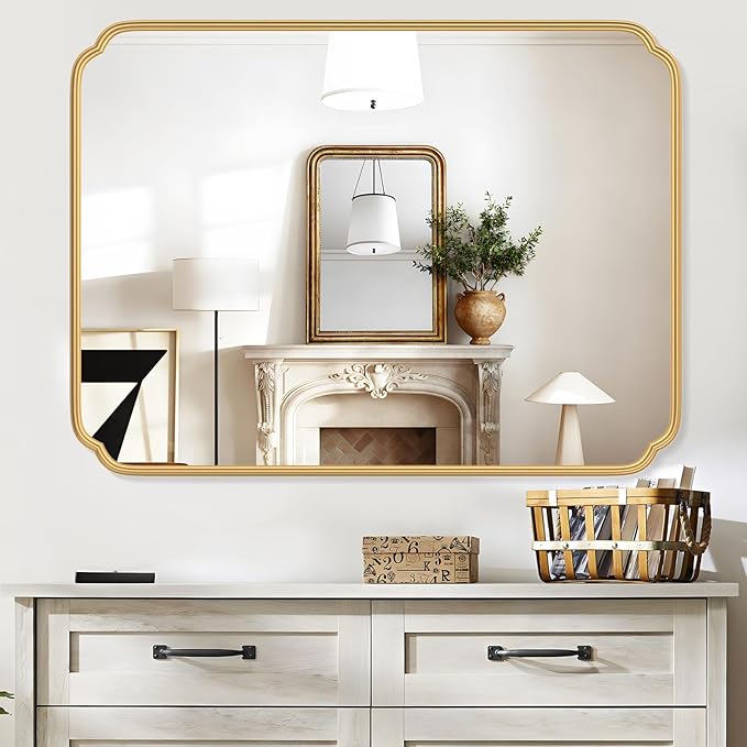 36 x 48 Inch Gold Bathroom Vanity Mirror - Image 8