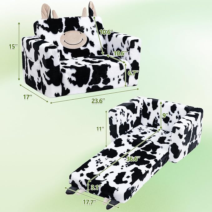 ALIMORDEN Fold Out Toddler Couch, Comfy 2-in-1 Cuddly Sherpa Bear Chair - Image 3