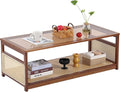 Tiita Coffee Tables for Living Room，Mid Century Modern Storage 2-Tier Coffee by TiitaHome