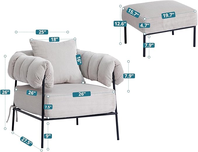 HollyHOME Modern Velvet Accent Chair - Image 3