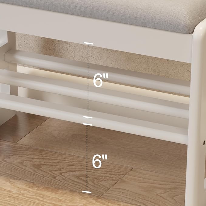 Shoe Rack Bench with Cushion, 2 Tiers Shoe Bench with Flip-Top Storage - Image 8