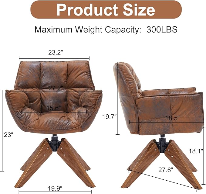Mid Century Accent Chair, Hot Stamping Cloth Desk Chair no Wheel, Modern Cozy - Image 2