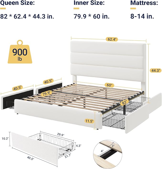 Allewie Modern Queen Size Platform Bed Frame - Image 2
