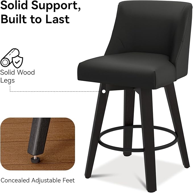 Counter Height Swivel Bar Stools Set of 6, 26 Inch Bar Stools - Image 5