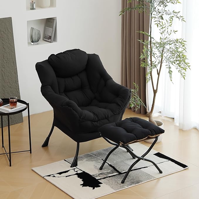 Modern Lazy Chair with Folding Footrest, Lounge Accent & Comfortable Reading - Image 7
