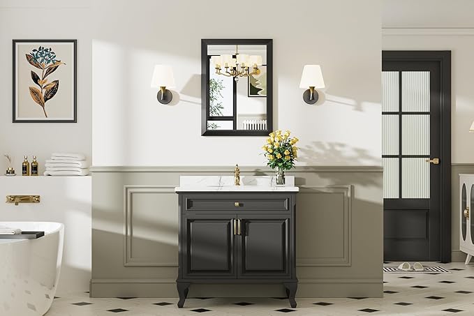 22x30 Inch Black Bathroom Mirror - Image 3
