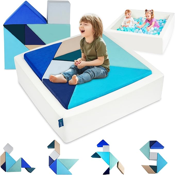 Kids Play Sofa, Tangram Square Puzzles Couch Furniture, Modular Kids Play by HeyPappy