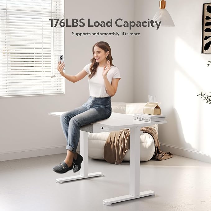 Seang Standing Desk with Drawer, 3 Memory Height Settings with Cable Grommets & - Image 5