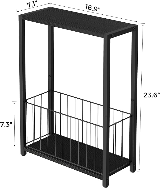 Narrow Side Table with Magazine Holder, Skinny End Table Perfect - Image 6