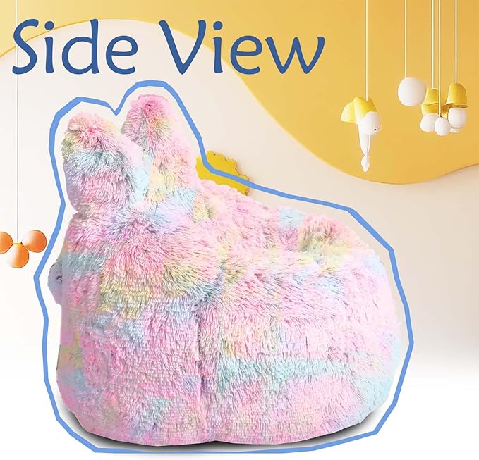 Bean Bag Chair for Kids with Plush Faux Fur Cover, 2.5FT Memory Foam Filled - Image 5