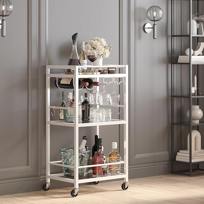 TUTOTAK Bar Cart, Home Bar Serving Cart, Drink Cart - Image 3