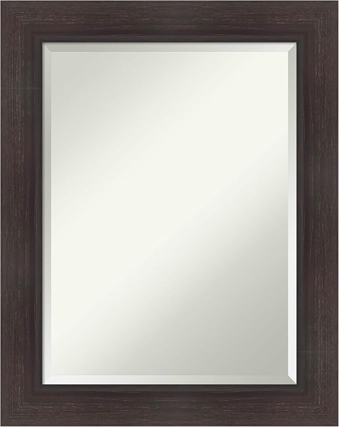 Amanti Art Brown Wall Mirror 30x24 Sloped Espresso Rectangle Bathroom Mirror by AmantiArt