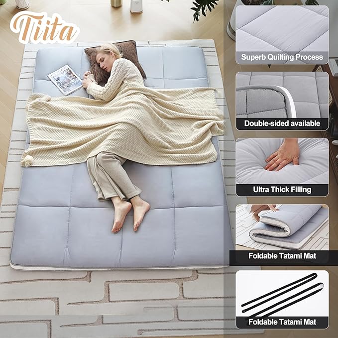Tiita Memory Foam Mattress Topper Twin Size, Portable Roll Up Travel Car - Image 5