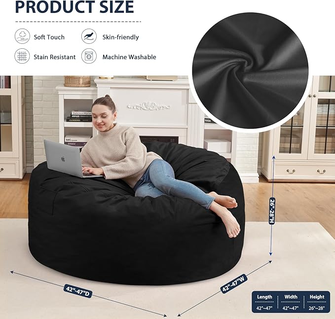 4FT Bean Bag Chair, Large Bean Bag Chairs - Image 3