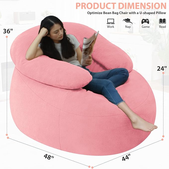 HABUTWAY Bean Bag Chair with U-Shaped Pillow - Image 2