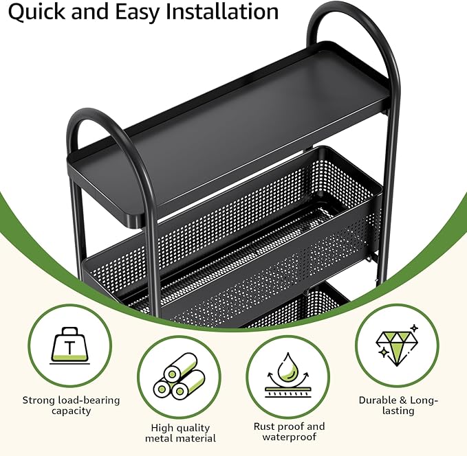 KINGRACK 3-Tier Slim Storage Cart - Image 5