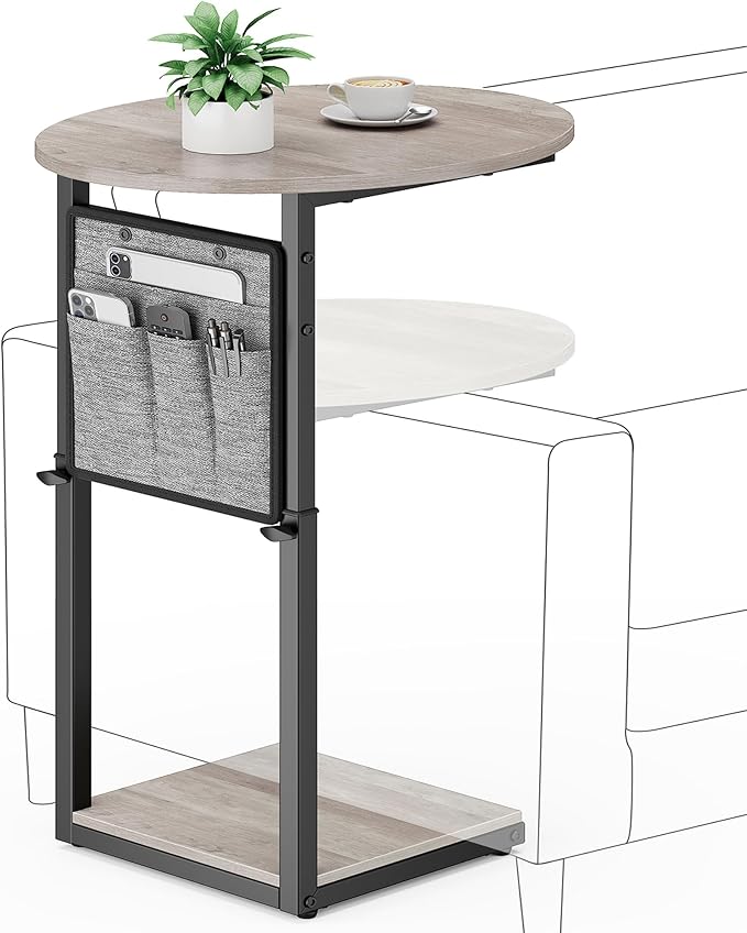 Vagusicc C Shaped End Table, Adjustable Height Small Side Table by Vagusicc