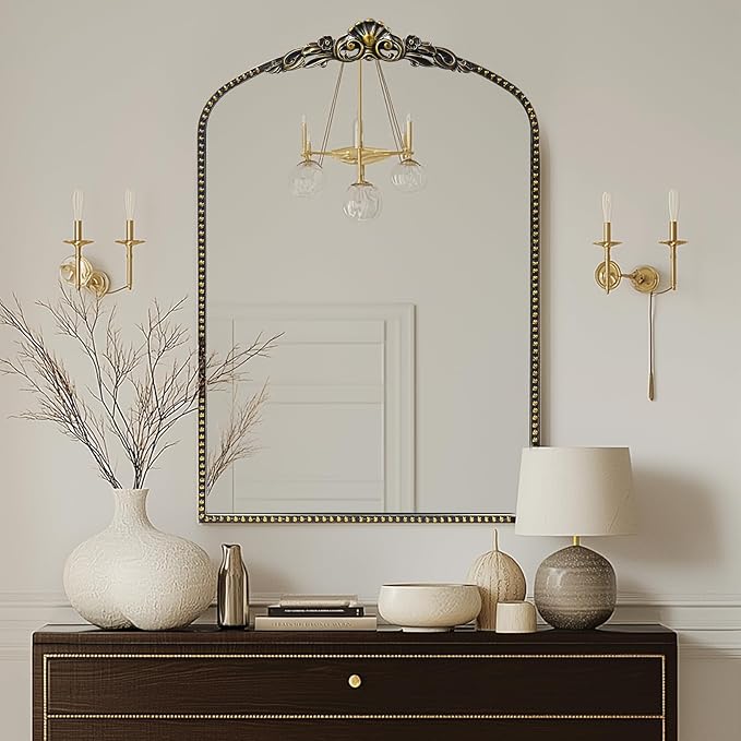 G-LEAF Vintage Baroque Mirror 24"X36", Victorian Antique Farmhouse Mantel Mirror - Image 3