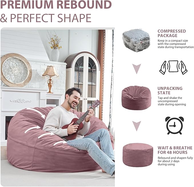 5FT Bean Bag Chair, Large Bean Bag Chairs - Image 6