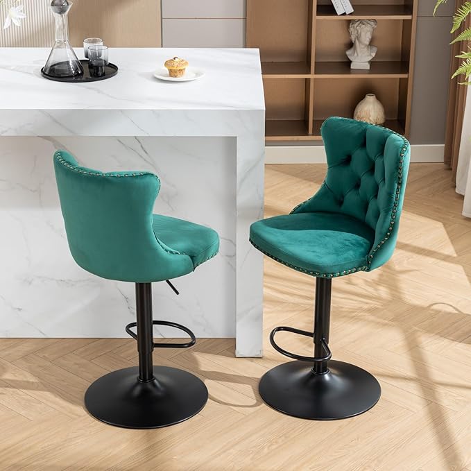 PacknWood Acosure Swivel Velvet Bar Stools Adjusatble Seat Height from 25-33" - Image 4