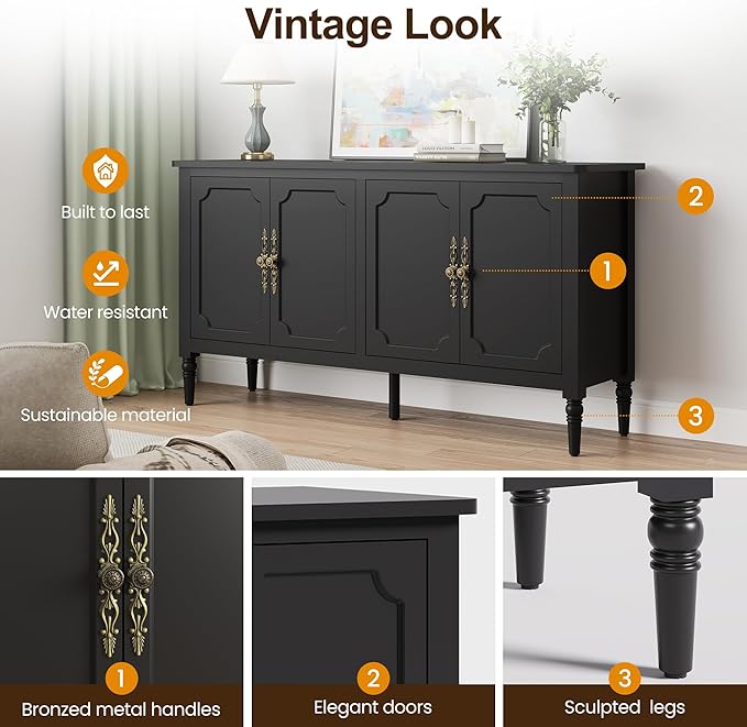 Console Cabinet, Wood Buffet Cabinet, Media Cabinet - Image 3