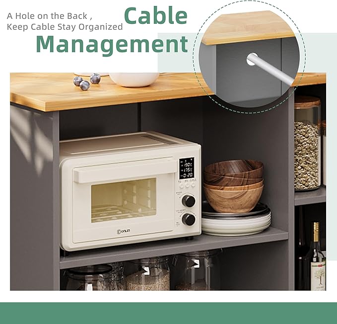 Shintenchi 47”W Kitchen Storage Island Cart - Image 4