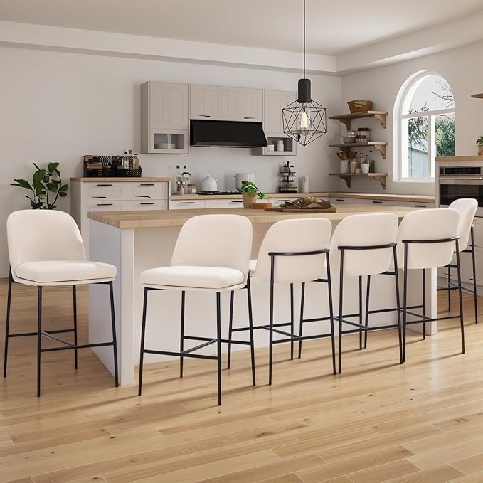COLAMY Counter Height Bar Stools Set of 6, 25 Inch Modern Fabric Kitchen Island - Image 7