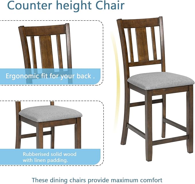 KEIKI 5-Piece Counter Height Dining Table Set - Image 5