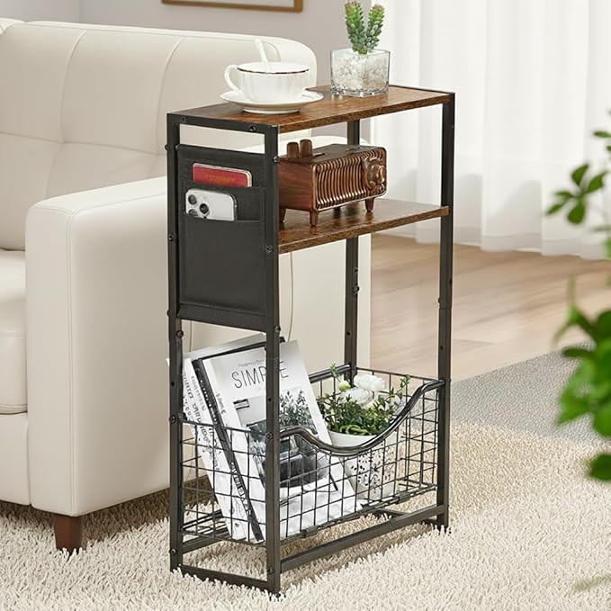 Narrow Side Table, Skinny Small End Tables by Zexvida