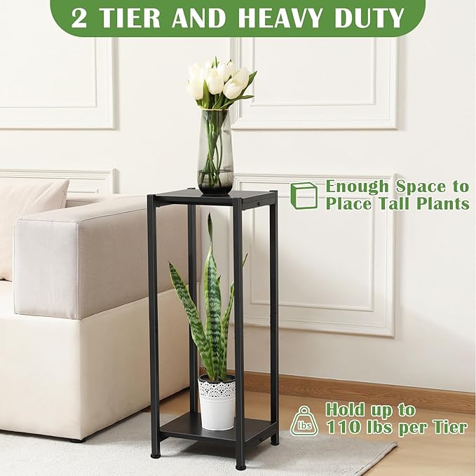 Tall Plant Stand Indoor, 31 Inch Plant Stands, 2 Tier Metal Plant Stand - Image 4