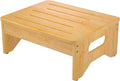 Wooden Step Stool for Adults & Kids, Non-Slip Rubber Feet, 6.5 Inch High by Hellojin