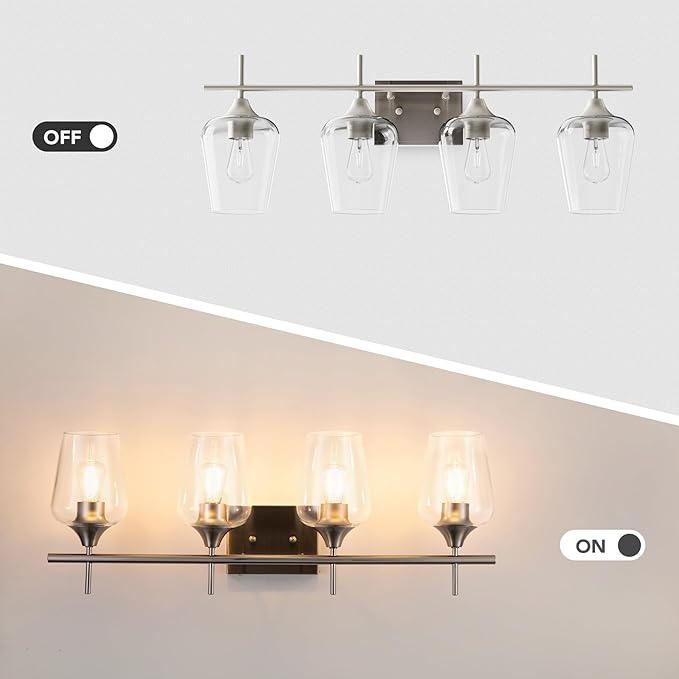 VONLUCE Bathroom Vanity Light, 4 Light Bathroom Light Fixture Over Mirror - Image 2