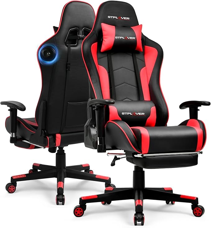 GTPLAYER Gaming Chair with Bluetooth Speakers, Adjustable Backrest and Height by GTPLAYER