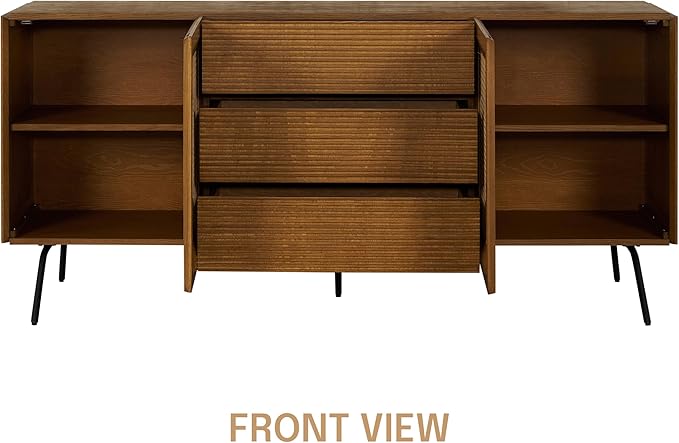 NTC MOSSIC Sideboard with 2 Doors and 3 Drawers, Buffet Cabinet with Natural - Image 4